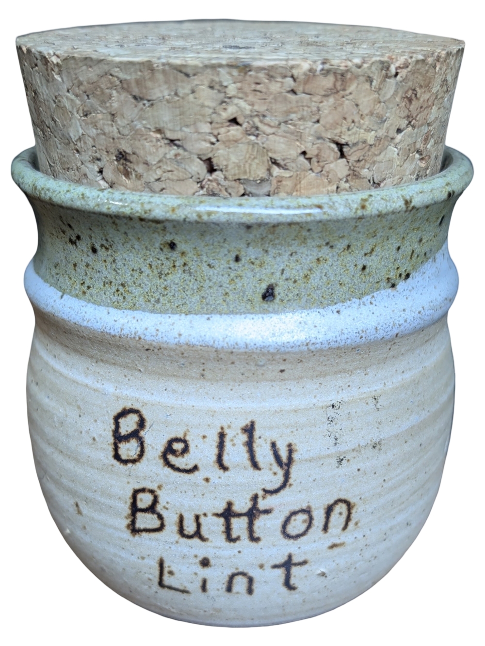Studio Pottery "Belly Button Lint" Jar Cork Lid | Handmade | Signed Gibson